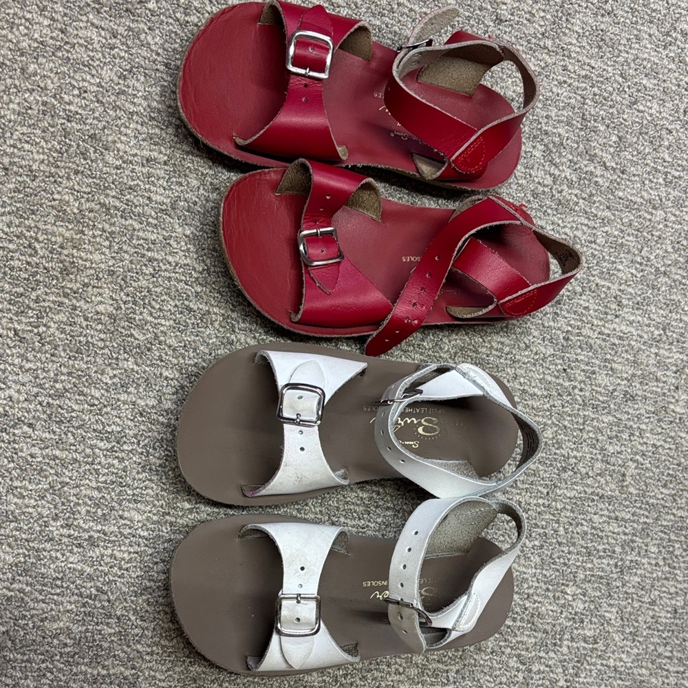 Red and white Sun-San Sandals